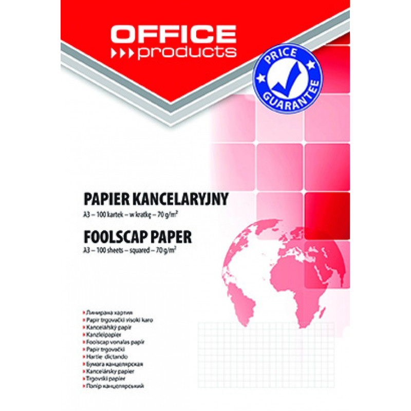 Papier kancelaryjny OFFICE PRODUCTS, kratka, A3, 100ark.
