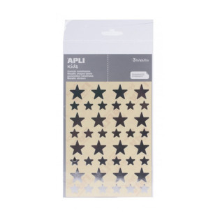 Naklejki APLI, gwiazdki, 120 szt., zawieszka, srebrne