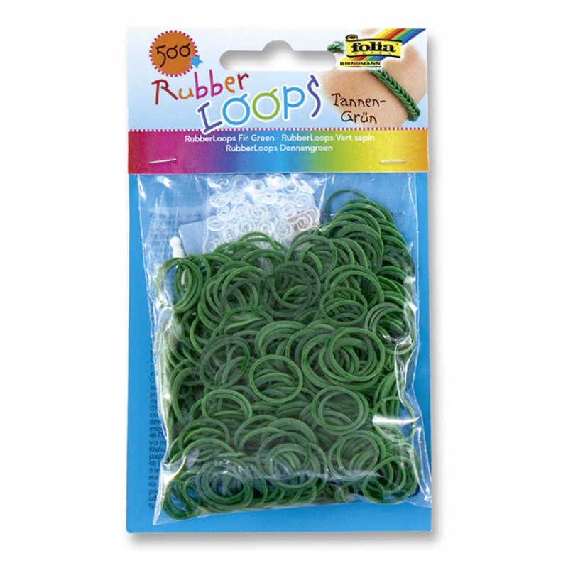 Gumki RUBBER LOOPS, 500szt., ciemnozielone