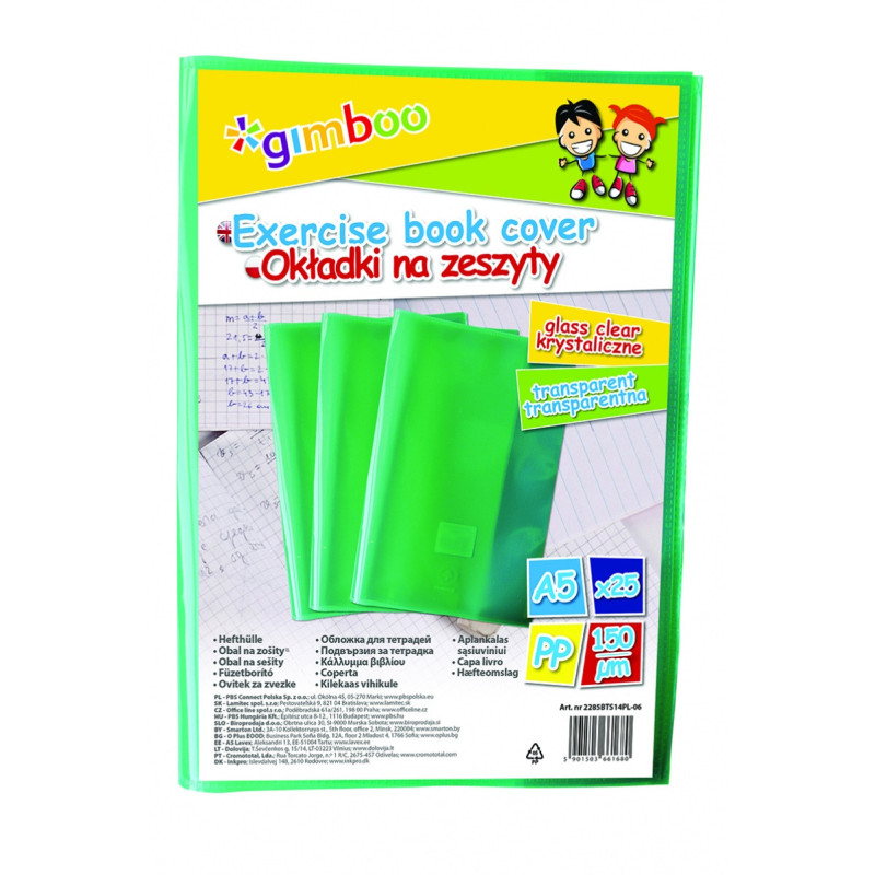 Okładka na zeszyt GIMBOO, krystaliczna, A5, 150mikr., zielona