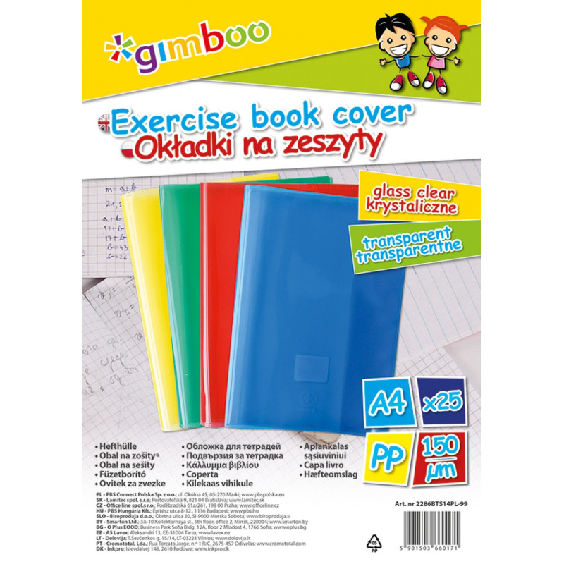 Okładka na zeszyt GIMBOO, krystaliczna, A4, 150mikr., mix kolorów