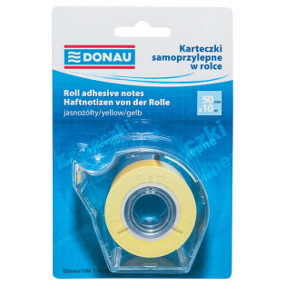 Karteczki samoprzylepne w rolce Donau, 50mmx10m, jasnożółty