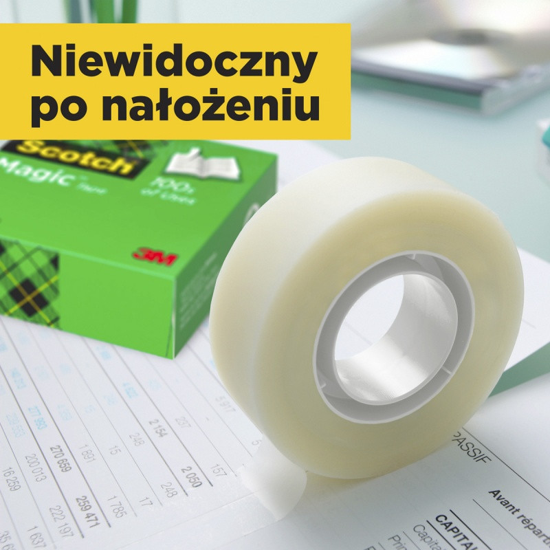 Taśma biurowa SCOTCH® Magic™ (810), matowa, 12mm, 33m