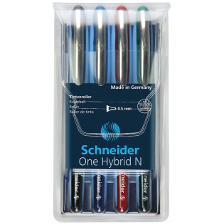 Pióro kulkowe Schneider ONE Hybrid N 0,5 mm, w etui 4 szt., miks kolorów