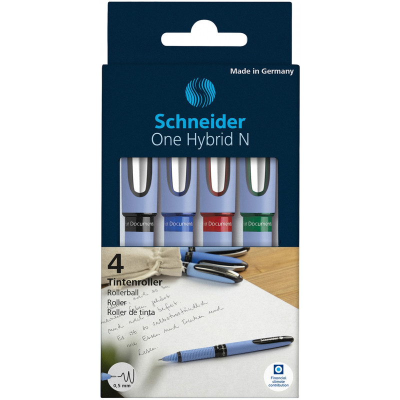 Pióro kulkowe Schneider ONE Hybrid N 0,5 mm, w etui 4 szt., miks kolorów