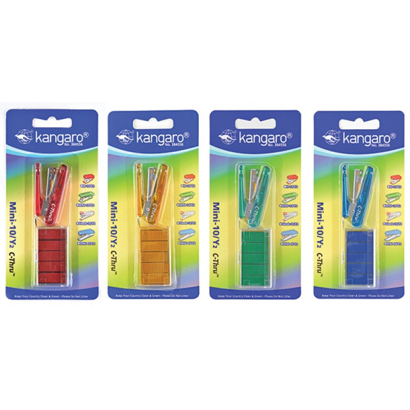 Zszywacz KANGARO Mini-10/Y2 C-THRU+zszywki, zszywa do 10 kartek, blister, mix kolorów