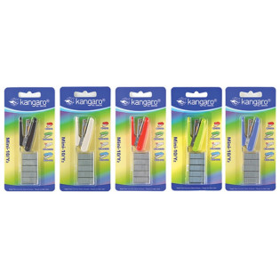 Zszywacz KANGARO Mini-10/Y2+zszywki, zszywa do 10 kartek, blister, mix kolorów