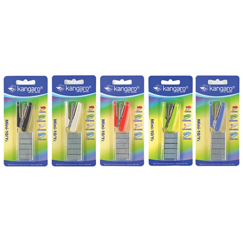 Zszywacz KANGARO Mini-10/Y2+zszywki, zszywa do 10 kartek, blister, mix kolorów
