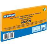 Bloczek samoprzylepny DONAU, 127x76mm, 1x100 kart., neon, pomarańczowy