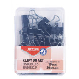 Klipy do dokumentów OFFICE PRODUCTS, 19mm, 30szt., w pudełku, czarne