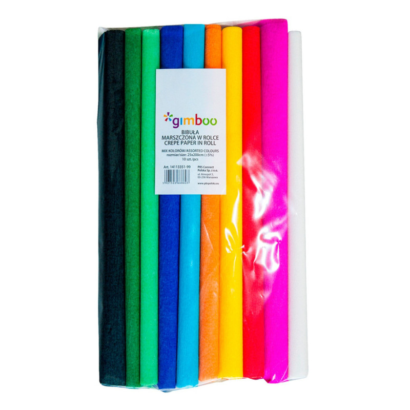 Bibuła marszczona GIMBOO, w rolce, 25x200cm, 10szt., mix kolorów