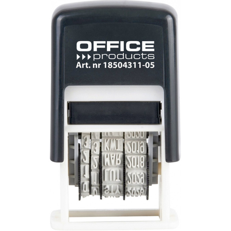 Datownik samotuszujący OFFICE PRODUCTS, z tuszem, PL, DD-MMM-RRRR, czarny