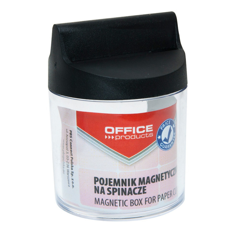 Pojemnik magn. na spinacze OFFICE PRODUCTS, okrągły, bez spinaczy, transparentny