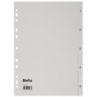 Przekładki PP, A4, 1-5 kart., szare