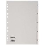 Przekładki PP, A4, 1-5 kart., szare