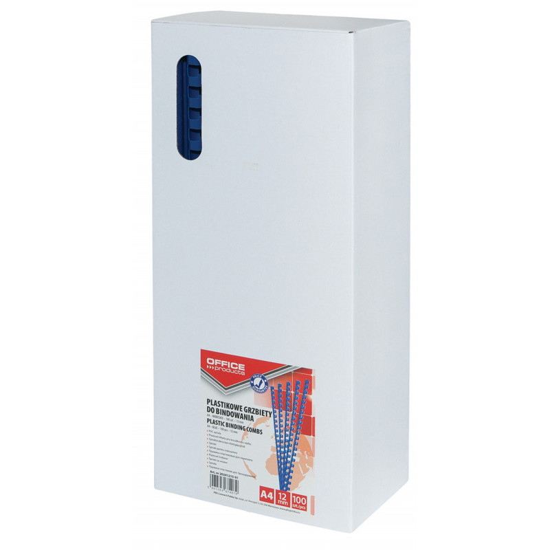 Grzbiety do bindowania OFFICE PRODUCTS, A4, 12mm (95 kartek), 100 szt., niebieskie