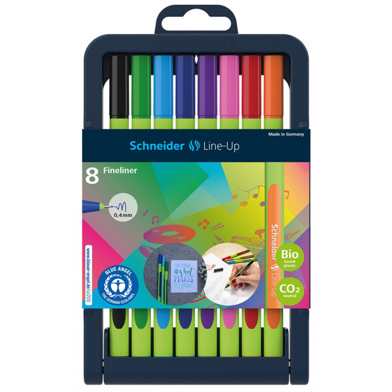 Zestaw cienkopisów SCHNEIDER Line-Up, 0,4mm, stojak, 8 szt., miks kolorów