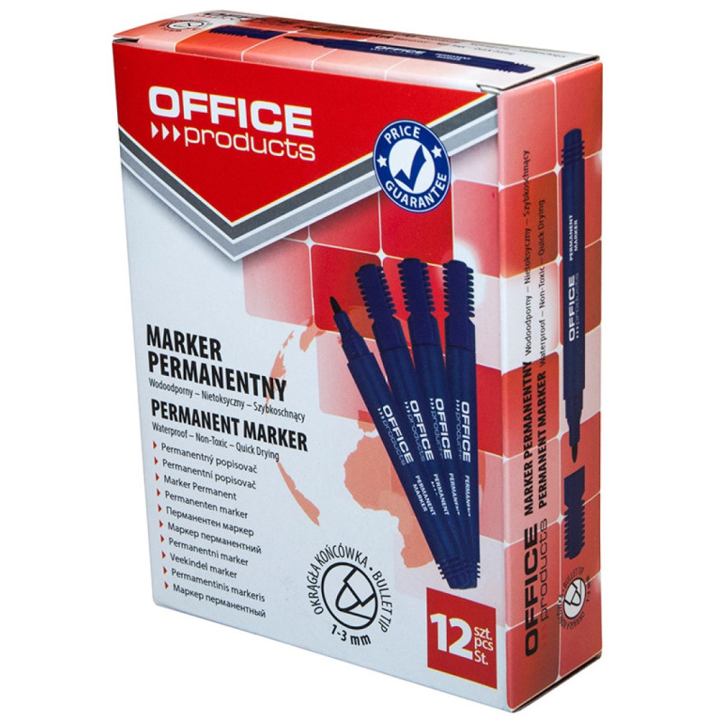 Marker permanentny OFFICE PRODUCTS, okrągły, 1-3mm (linia), niebieski