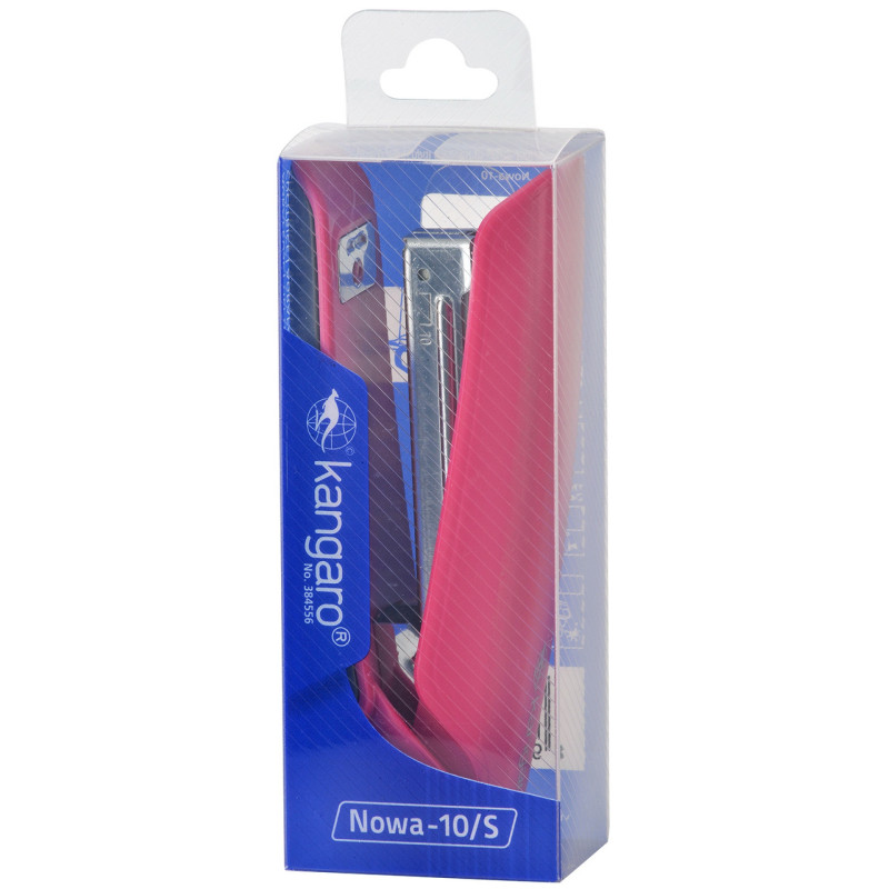Zszywacz KANGARO Nowa-10/S, zszywa do 15 kartek, plastikowy, w pudełku PP, różowy