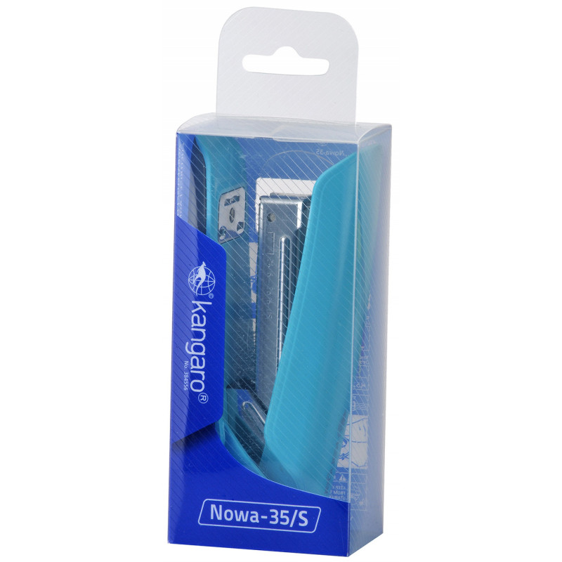 Zszywacz KANGARO Nowa-35/S, zszywa do 25 kartek, plastikowy, w pudełku PP, turkusowy