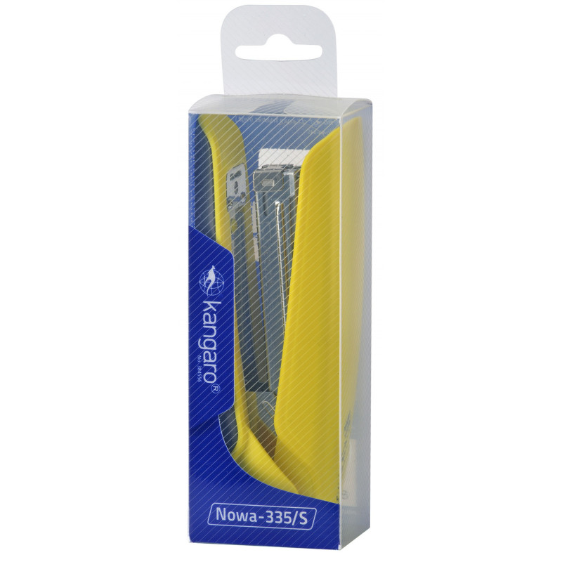 Zszywacz KANGARO Nowa-335/S, zszywa do 30 kartek, plastikowy, w pudełku PP, żółty