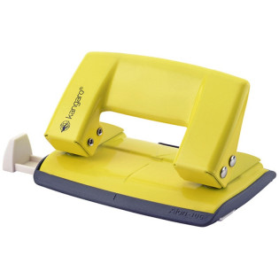 Dziurkacz KANGARO Aion-10G/S, dziurkuje do 10 kartek, metalowy, w pudełku PP, żółty