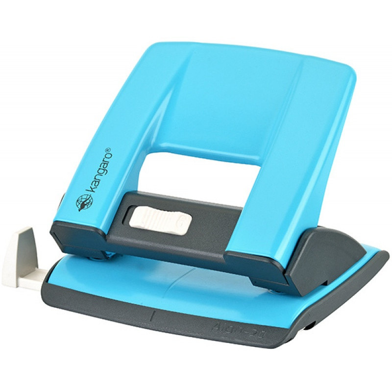 Dziurkacz KANGARO Aion-20/S, dziurkuje do 20 kartek, metalowy, w pudełku PP, turkusowy