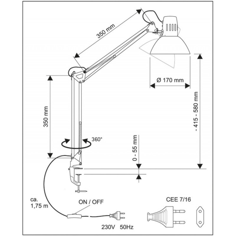 Lampka LED na biurko MAULstudy, 10W, mocowana zaciskiem, czarna