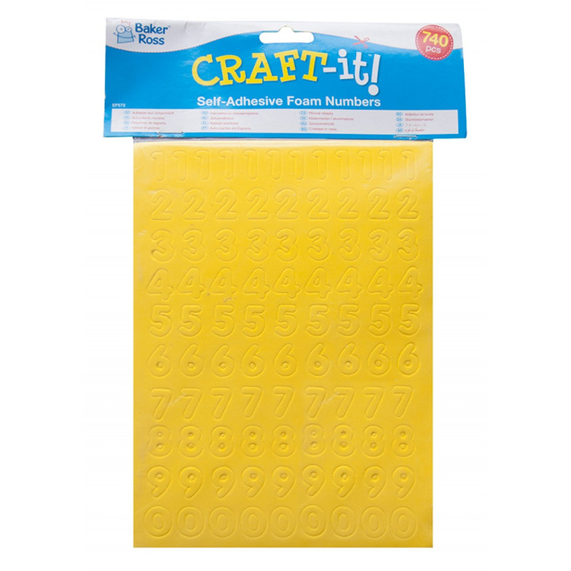 Samoprzylepne cyferki piankowe BAKER ROSS, 740szt., mix kolorów