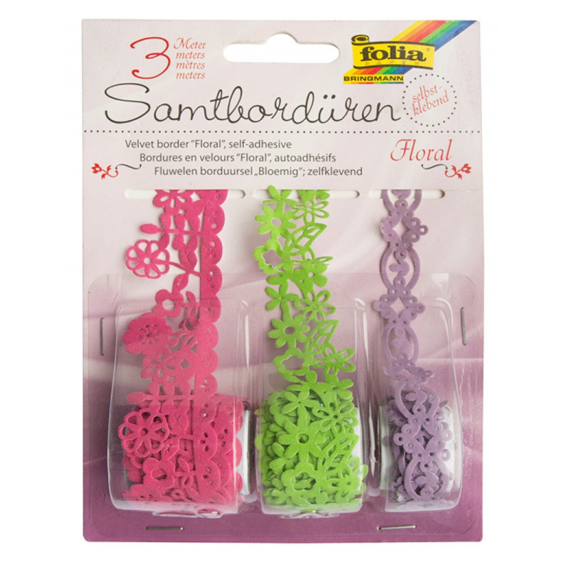 Koronki papierowe FOLIA PAPER, kwiaty, 3 rolki, mix kolorów