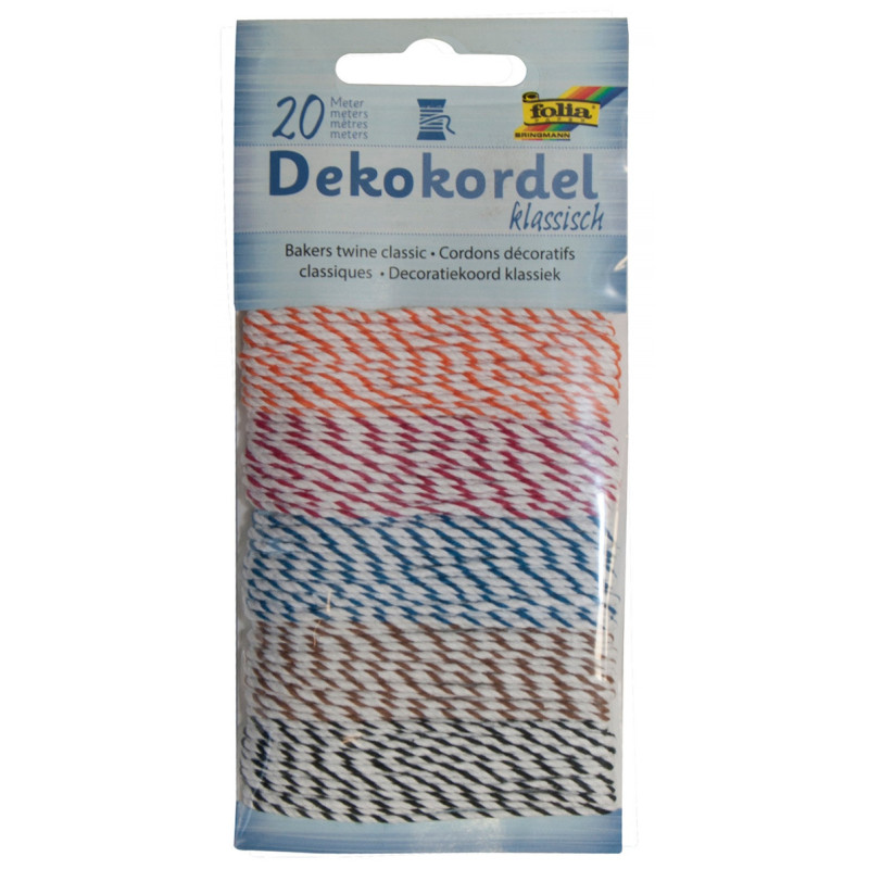 Sznurek dwukolorowy FOLIA PAPER Classic, 20m, 5 kolorów, twin-mix