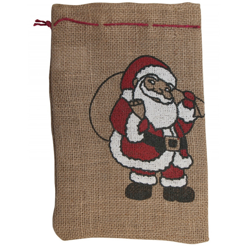 Worek na prezenty FOLIA PAPER, z mikołajem, 17x25cm, naturalny