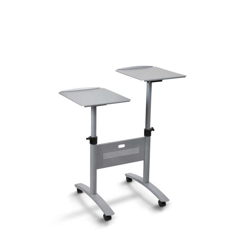 Stolik multimedialny do projekcji NOBO, mobilny, metalowy, dwupoziomowy, srebrny