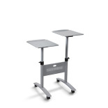 Stolik multimedialny do projekcji NOBO, mobilny, metalowy, dwupoziomowy, srebrny