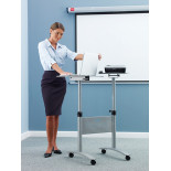 Stolik multimedialny do projekcji NOBO, mobilny, metalowy, dwupoziomowy, srebrny