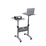 Stolik multimedialny do projekcji NOBO, mobilny, metalowy, dwupoziomowy, srebrny