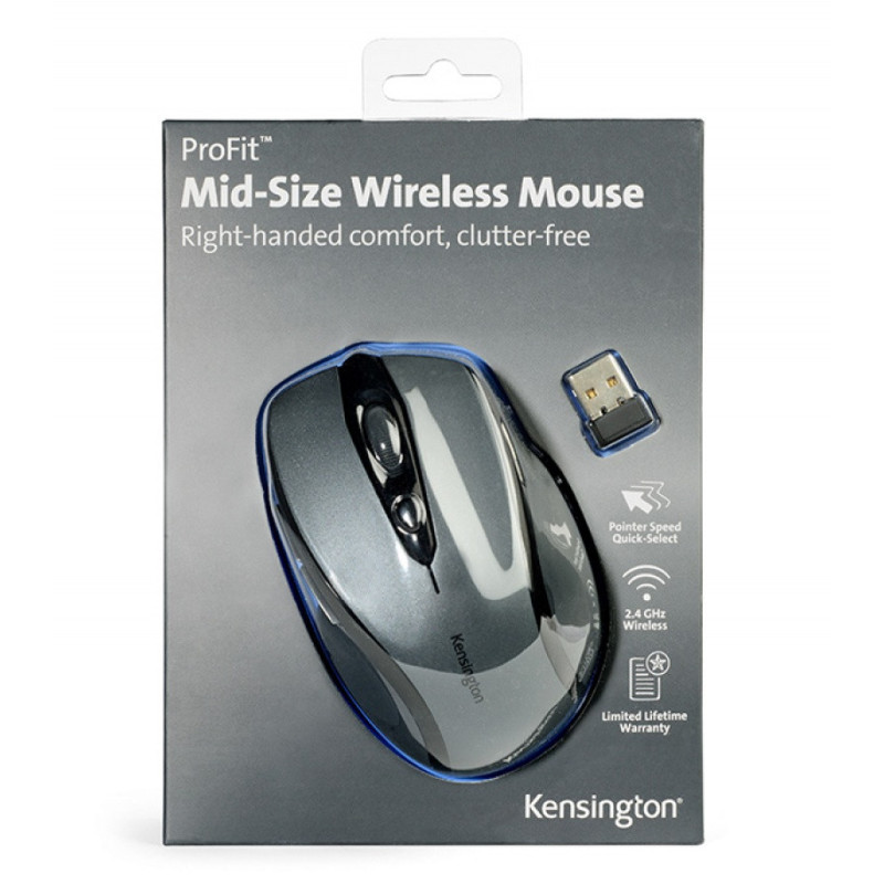 Myszka komputerowa KENSINGTON Pro Fit™ Mid-Size, bezprzewodowa, szara
