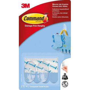 Haki wielokrotnego użytku COMMAND™ (17092CLR PL), małe, 2 szt., transparentne
