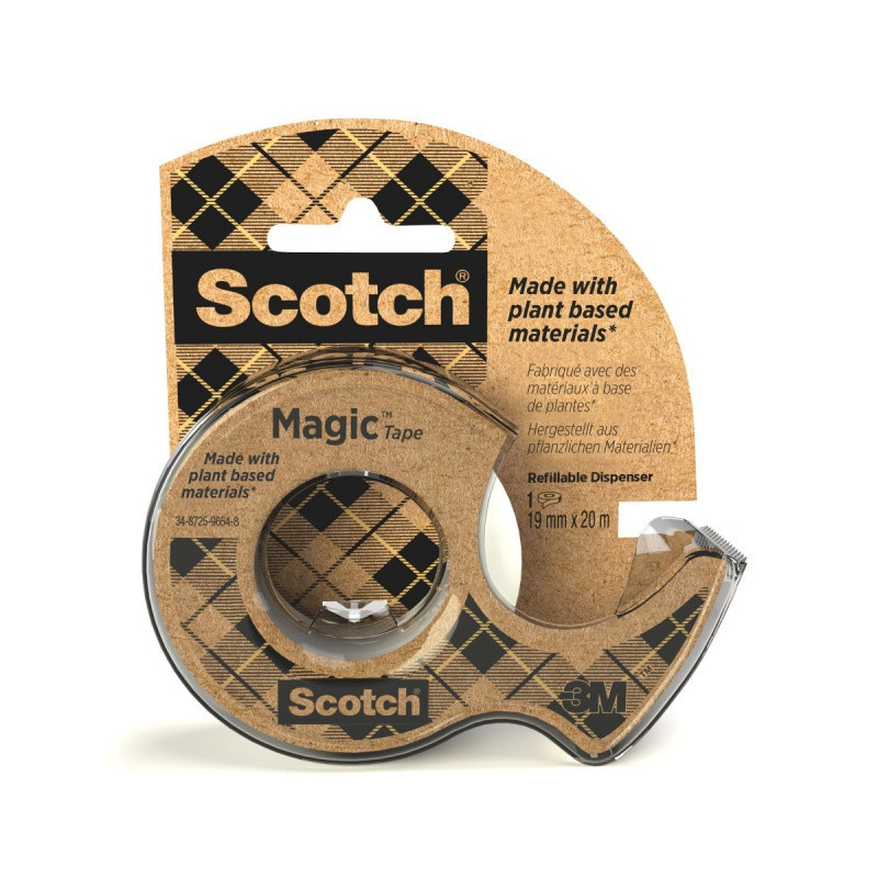 Taśma biurowa ekologiczna SCOTCH® Magic™ (9-1920D), matowa, z dyspenserem, 19mm, 20m