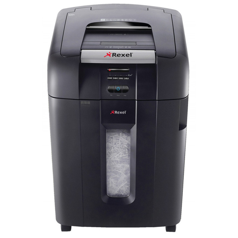 Niszczarka automatyczna REXEL Auto+ 500X, konfetti, P-4, 500 kart., 80l, karty kredytowe/CD, czarna