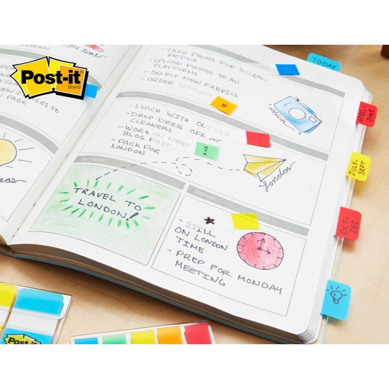 Zakładki indeksujące POST-IT® do archiwizacji (676-AYPV), PP, silne, 15,8x38,1mm, 4x10 szt., mix kolorów