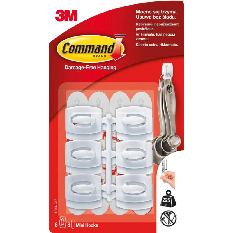 Haki wielokrotnego użytku COMMAND™ (17006 CLR), małe, 6szt., białe