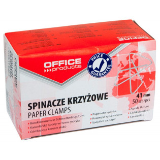 Spinacze krzyżowe OFFICE PRODUCTS, 41mm, 50szt., srebrne