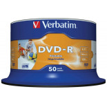 Płyta DVD-R VERBATIM AZO, 4,7GB, prędkość 16x, cake, 50szt., do nadruku