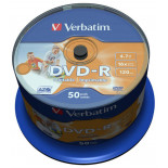 Płyta DVD-R VERBATIM AZO, 4,7GB, prędkość 16x, cake, 50szt., do nadruku
