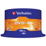 Płyta DVD-R VERBATIM AZO, 4,7GB, prędkość 16x, cake, 50szt., srebrny mat