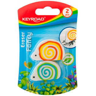 Gumka uniwersalna KEYROAD Ślimak, 2szt., blister, mix kolorów