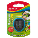 Temperówka KEYROAD, plastikowa, podwójna, z gumką, blister, mix kolorów