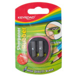 Temperówka KEYROAD, plastikowa, podwójna, z gumką, blister, mix kolorów