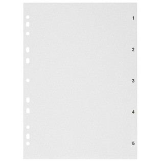 Przekładki kartonowe, A4, 1-5 kart., szare